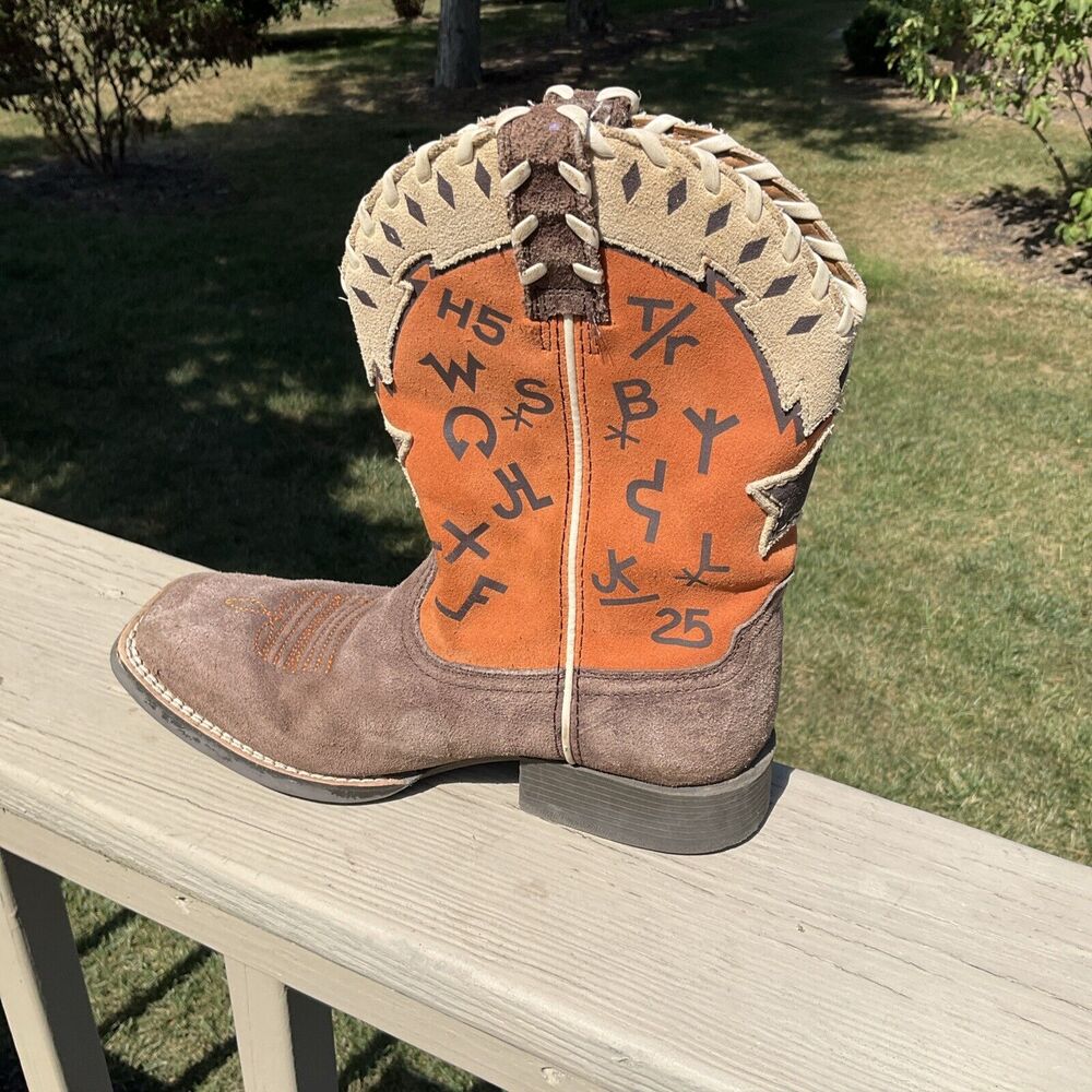 Ariat Kid's Pete Western Boots Size 2 style 10015393 leather‎ suede orange tan